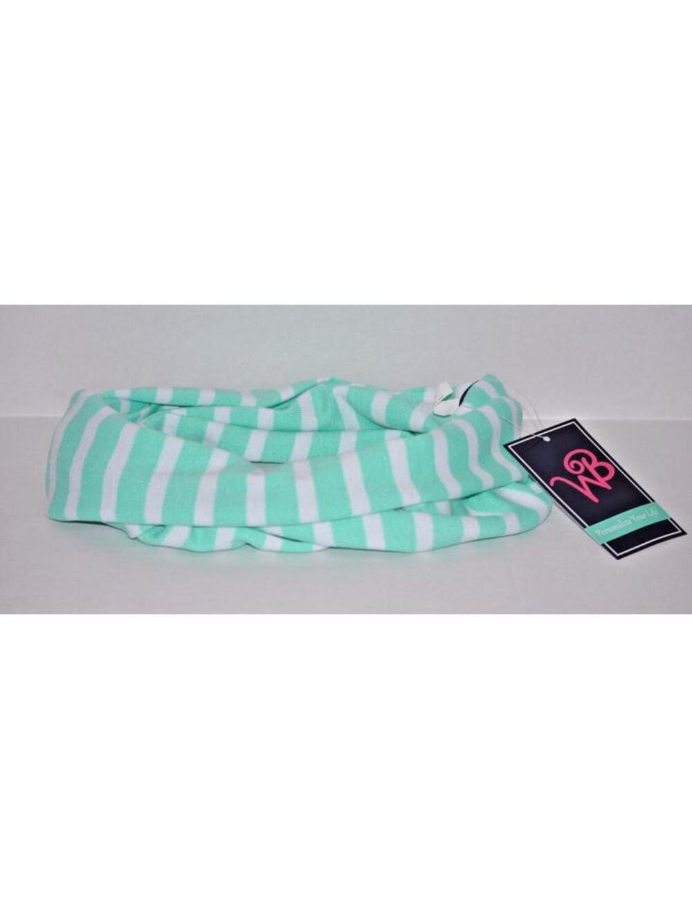 Girl's Infinity Scarf Mint White Striped Fall Winter Accessory
